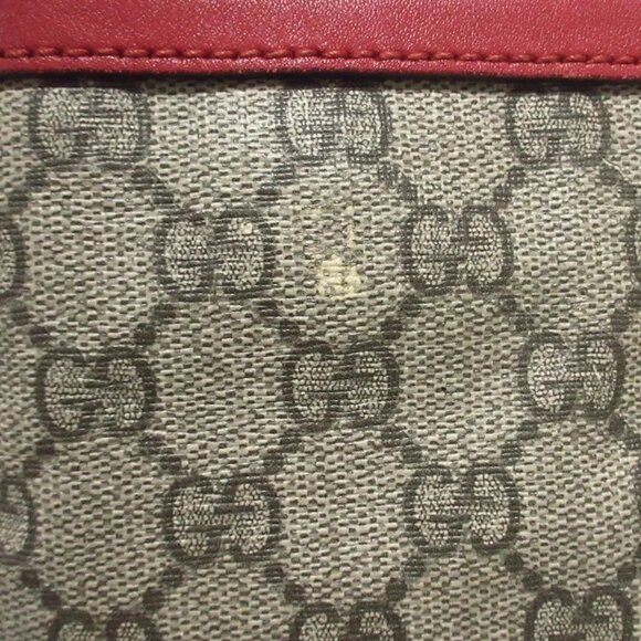 Auth GUCCI GG Plus/GG Supreme 309613 Beige Red PVC Leather - Tote Bag - Picture 11 of 16
